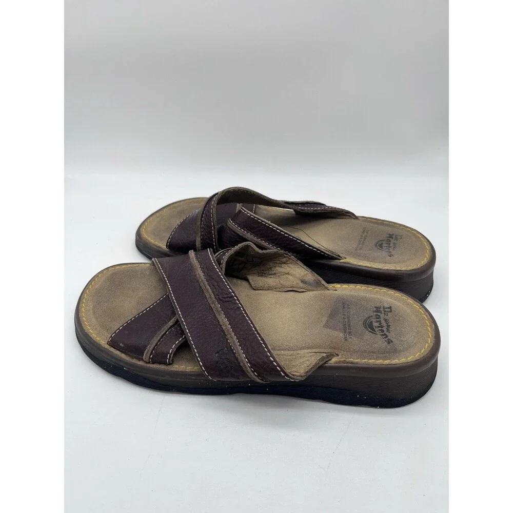 Vintage Doc Martens Brown Leather Criss Cross Slip On Sandal Size 7 #8A53 Dr.